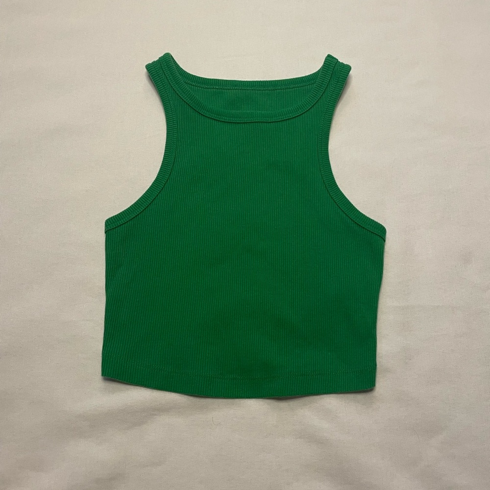 Green Ribbed Tank Top